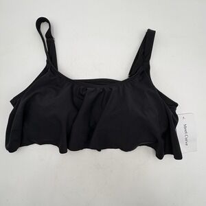 Meet Curve Black Ruffle Bikini Top Womens L Flounce Swim Top Coquette NWT